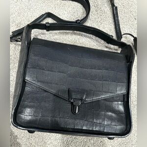 3.1 Phillip Lim Croc Embossed Handbag with Removable Shoulder Strap In Black